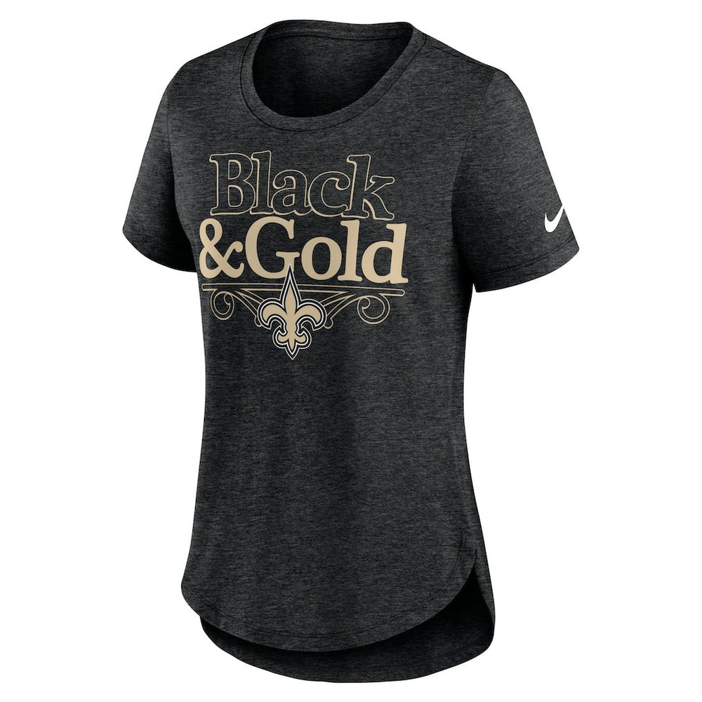 New Orleans Saints Women's Local Fashion Tri-Blend T-Shirt - Heather Black T-shirts