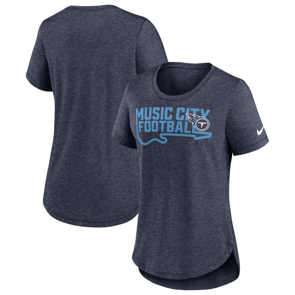 Tennessee Titans Women's Local Fashion Tri-Blend T-Shirt - Heather Navy T-shirts