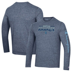 Seattle Kraken Champion Tri-Blend Long Sleeve T-Shirt - Heather Navy | US 5020583