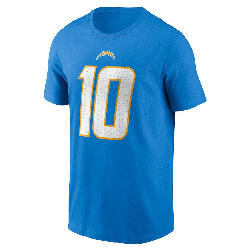 Justin Herbert Los Angeles Chargers Player Name & Number T-Shirt - Powder Blue T-shirts