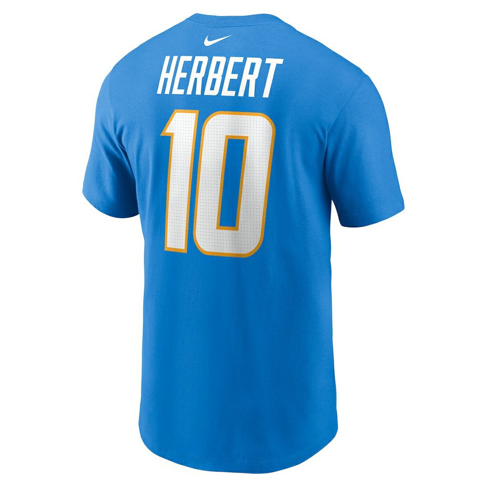 Justin Herbert Los Angeles Chargers Player Name & Number T-Shirt - Powder Blue T-shirts