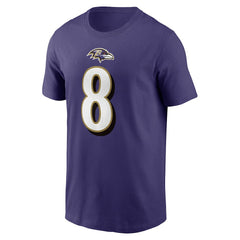 Lamar Jackson Baltimore Ravens Player Name & Number T-Shirt - Purple T-shirts