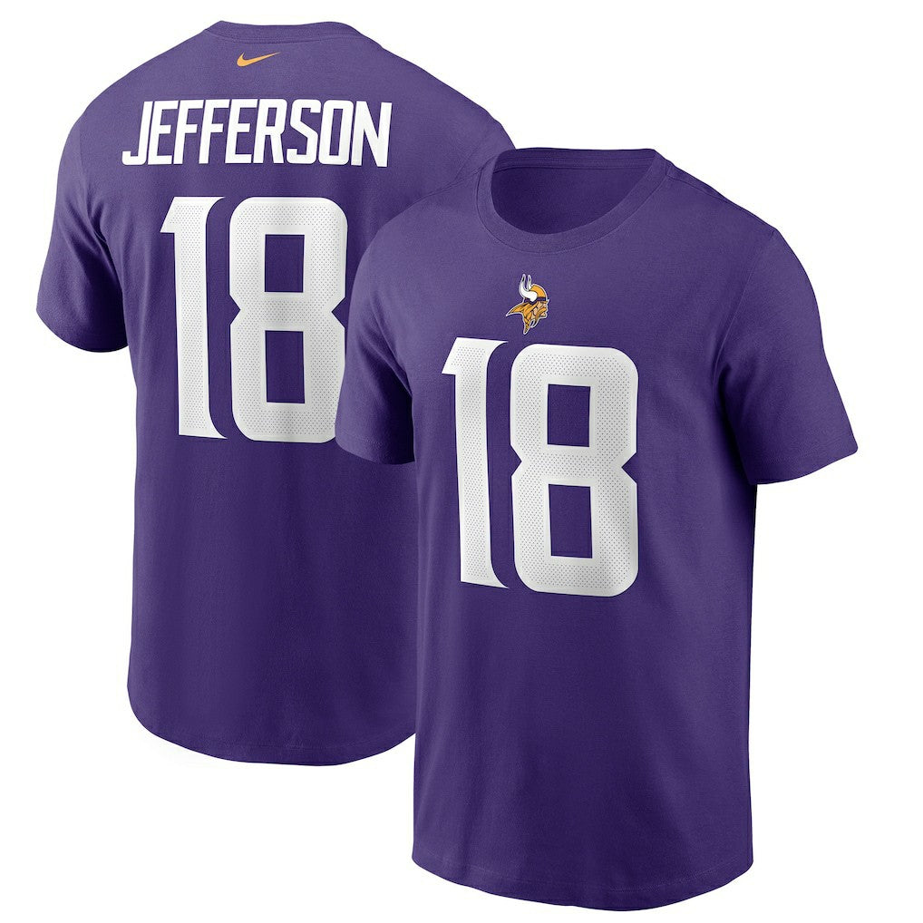 Justin Jefferson Minnesota Vikings Player Name & Number T-Shirt - Purple T-shirts