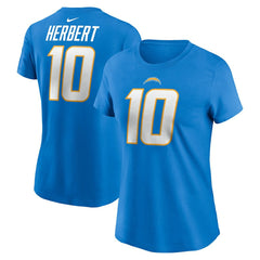Justin Herbert Los Angeles Chargers Women's Player Name & Number T-Shirt - Powder Blue T-shirts