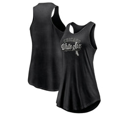 Chicago White Sox Fanatics Women's Simplicity Swing Racerback Scoop Neck Tank Top - Black Tanks