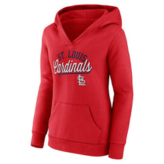 St. Louis Cardinals Fanatics Women's Simplicity Crossover V-Neck Pullover Hoodie - Red Hoodies