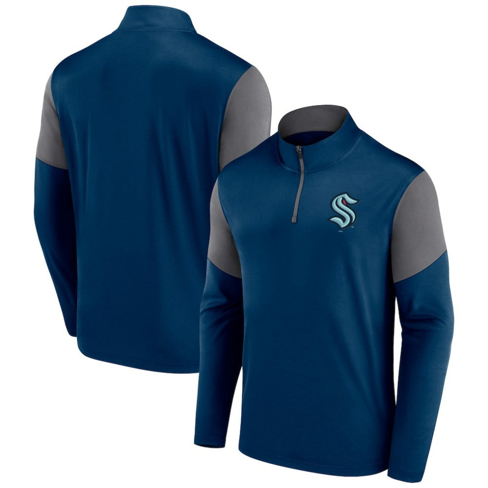 Seattle Kraken Fanatics Logo Quarter-Zip Top - Deep Sea Blue | US 5022445