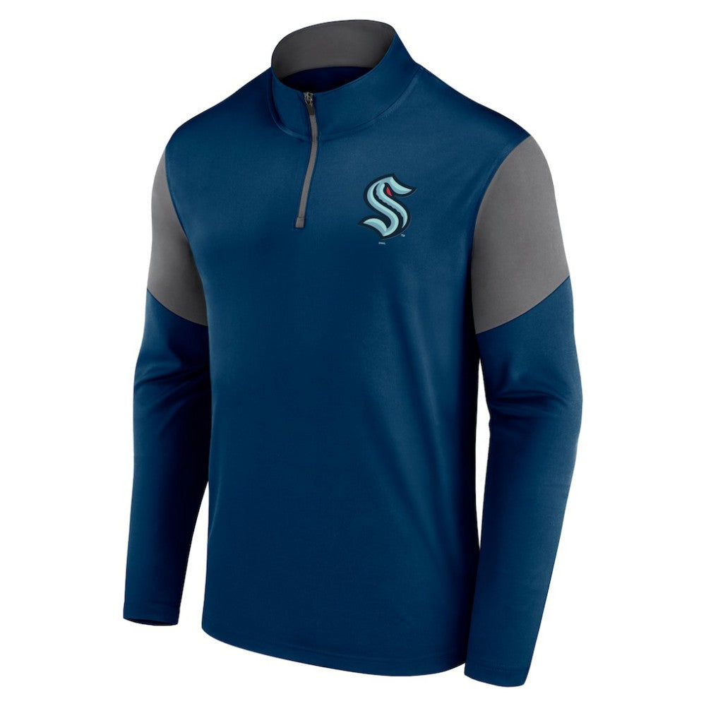 Seattle Kraken Fanatics Logo Quarter-Zip Top - Deep Sea Blue | US 5022445