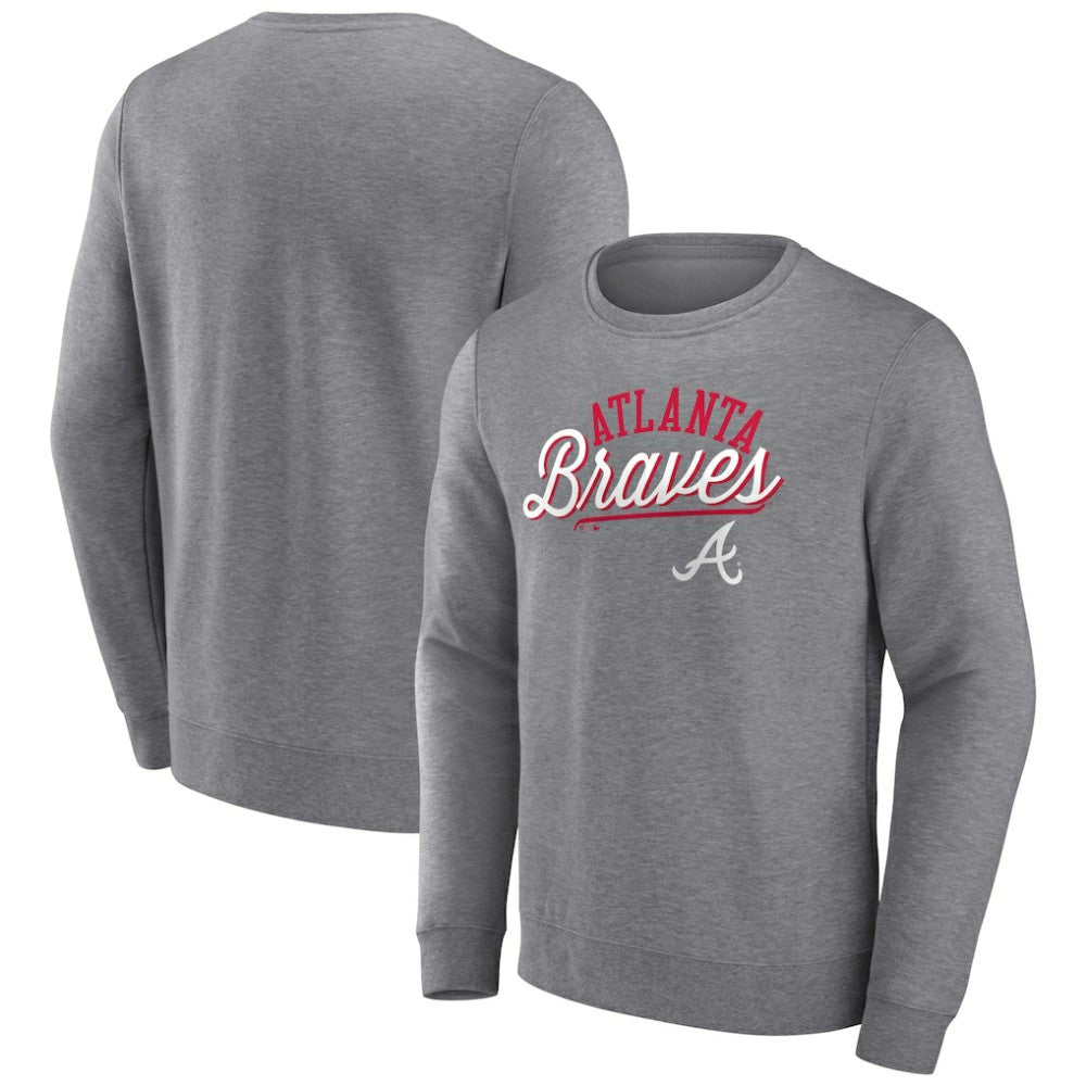 Atlanta Braves Fanatics Simplicity Pullover Sweatshirt - Heather Gray Pullover