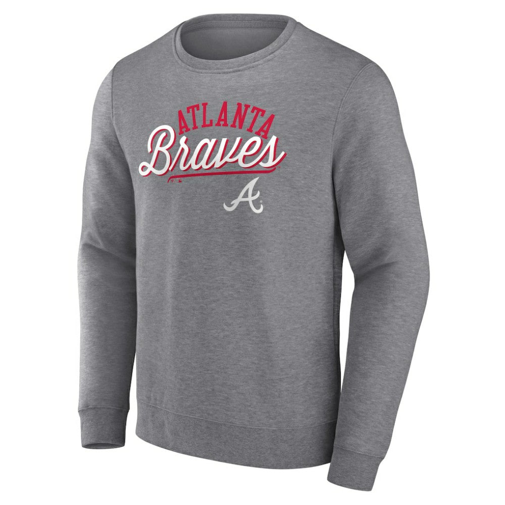 Atlanta Braves Fanatics Simplicity Pullover Sweatshirt - Heather Gray Pullover