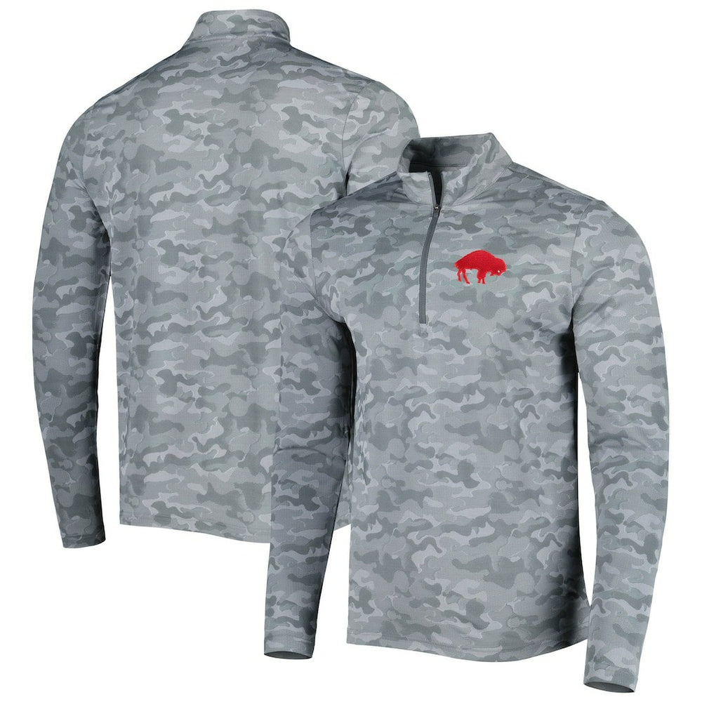 Buffalo Bills Antigua Brigade Throwback Quarter-Zip Top - Gray Tops