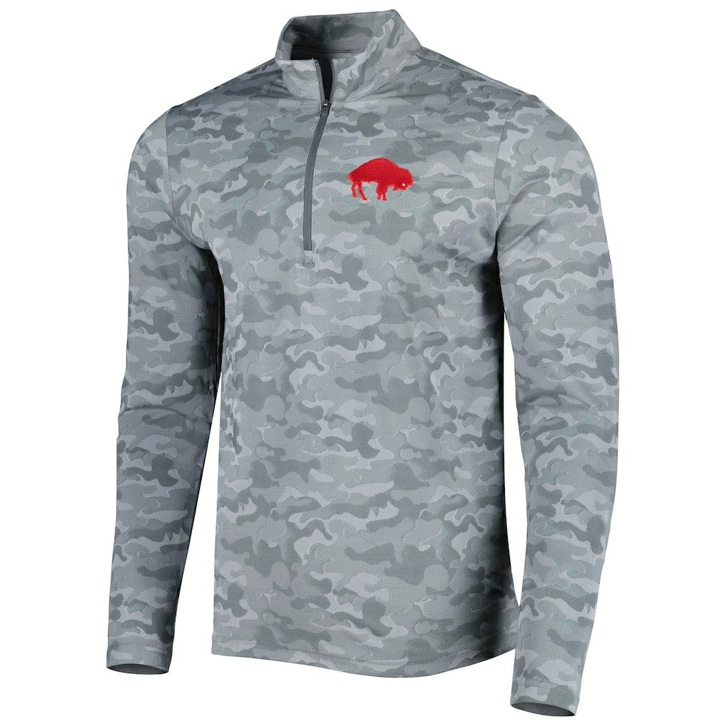 Buffalo Bills Antigua Brigade Throwback Quarter-Zip Top - Gray Tops