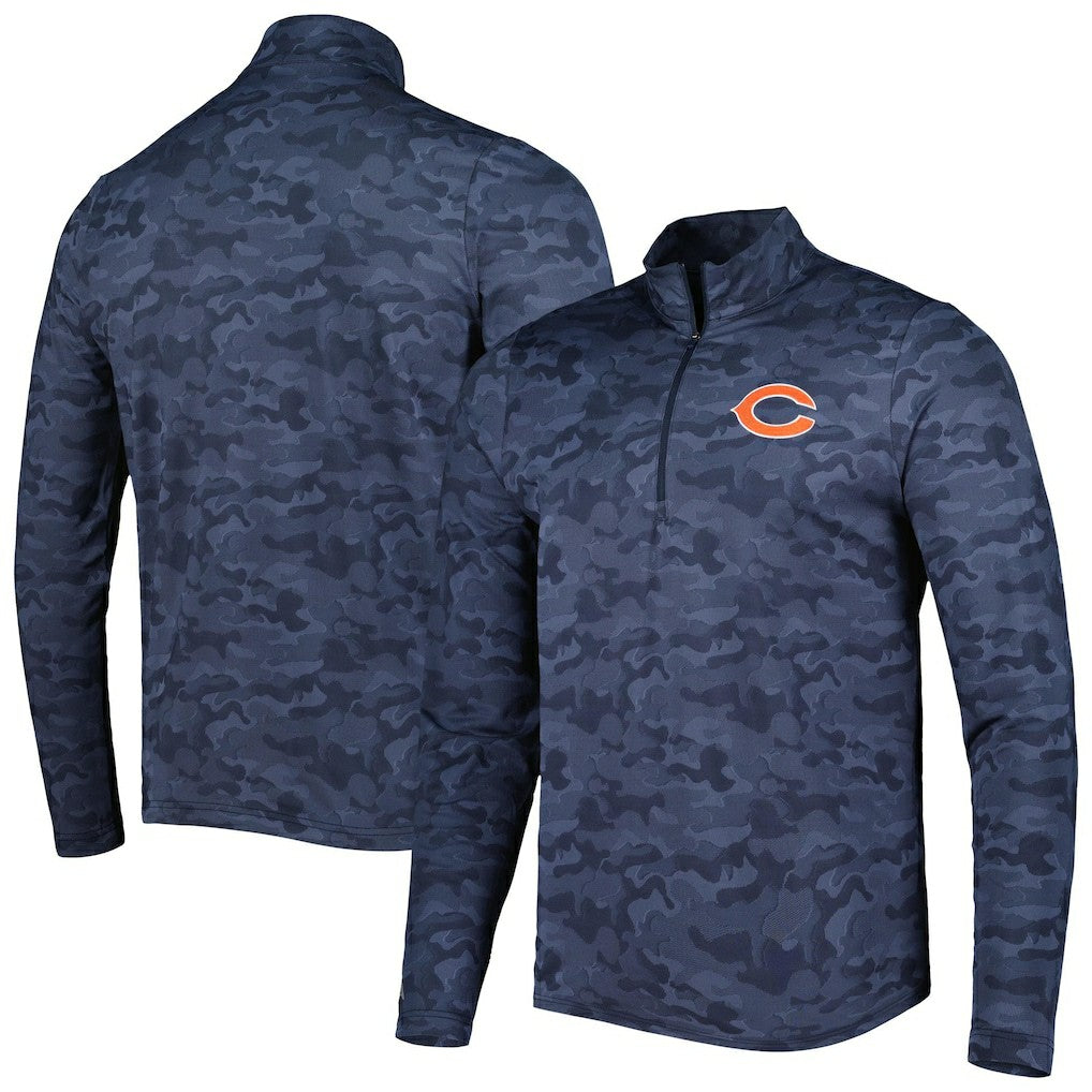 Chicago Bears Antigua Brigade Quarter-Zip Sweatshirt - Navy Sweatshirts