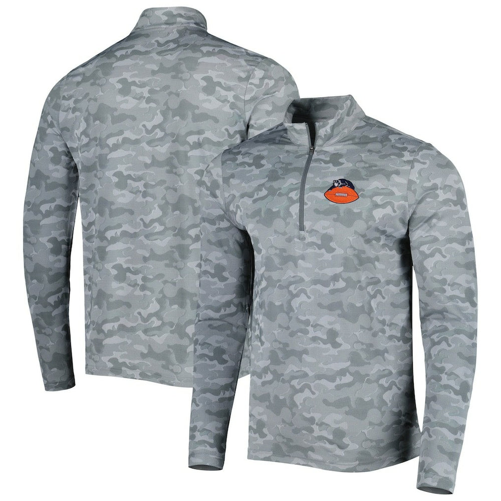 Chicago Bears Antigua Brigade Throwback Quarter-Zip Top - Gray Tops