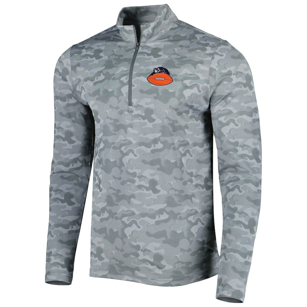 Chicago Bears Antigua Brigade Throwback Quarter-Zip Top - Gray Tops