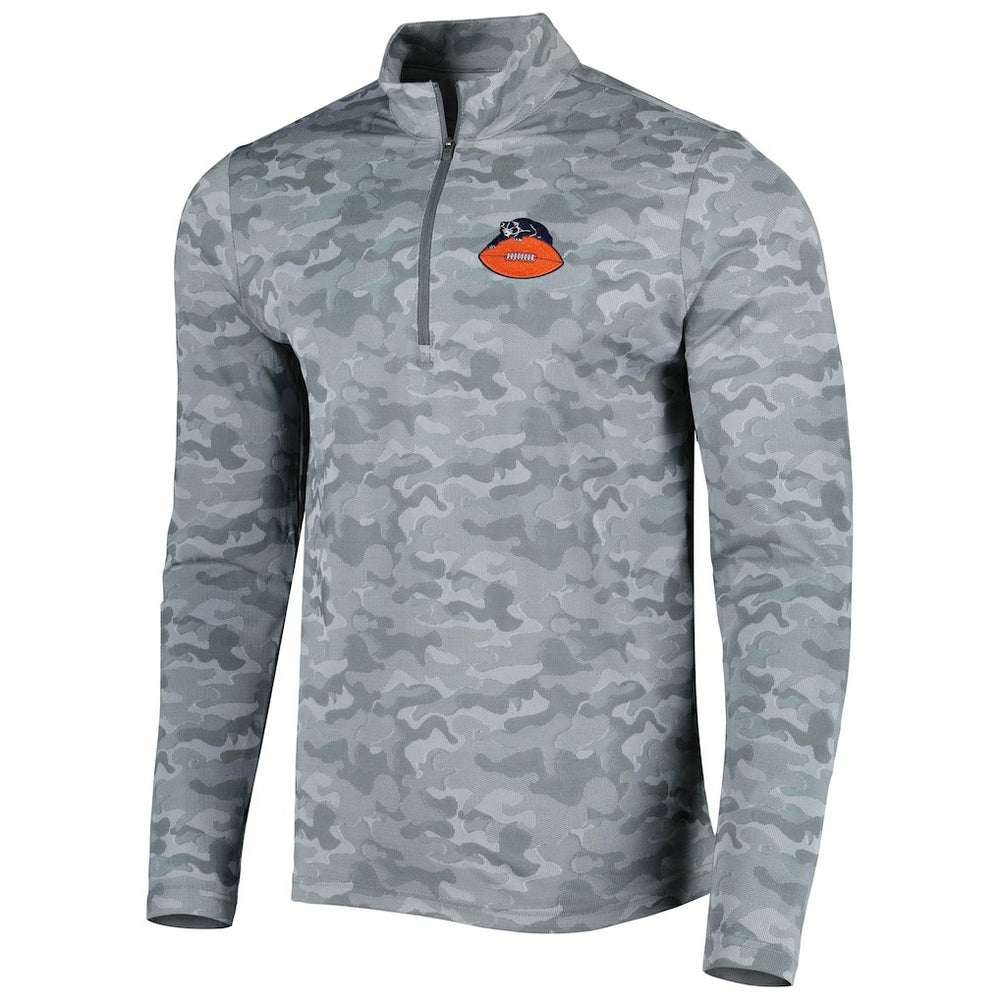 Chicago Bears Antigua Brigade Throwback Quarter-Zip Top - Gray Tops