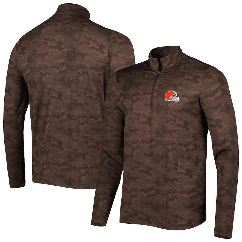 Cleveland Browns Antigua Brigade Quarter-Zip Sweatshirt - Brown Sweatshirts