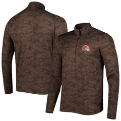 Cleveland Browns Antigua Brigade Quarter-Zip Sweatshirt - Brown Sweatshirts