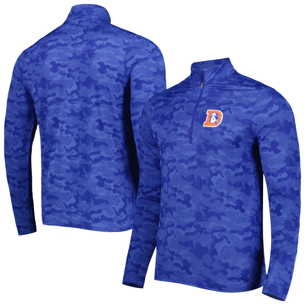 Denver Broncos Antigua Brigade Throwback Quarter-Zip Top - Royal Tops