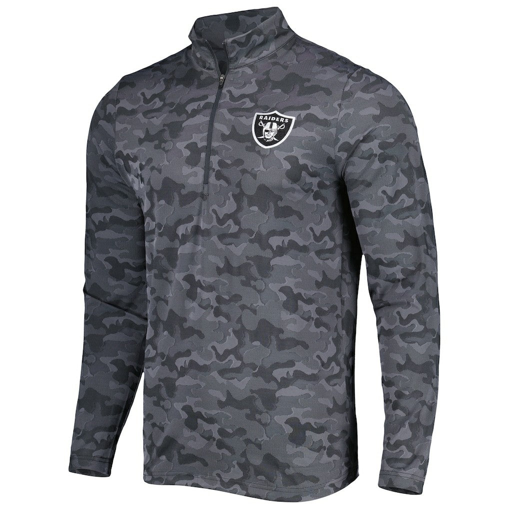 Las Vegas Raiders Antigua Brigade Quarter-Zip Sweatshirt - Black Sweatshirts