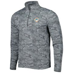 Miami Dolphins Antigua Brigade Throwback Quarter-Zip Top - Gray Tops