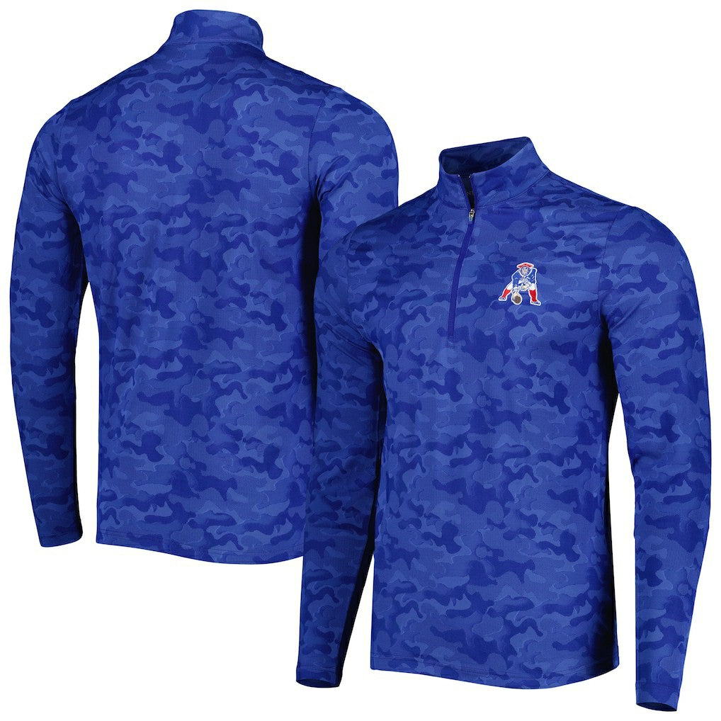 New England Patriots Antigua Brigade Throwback Quarter-Zip Top - Royal Tops