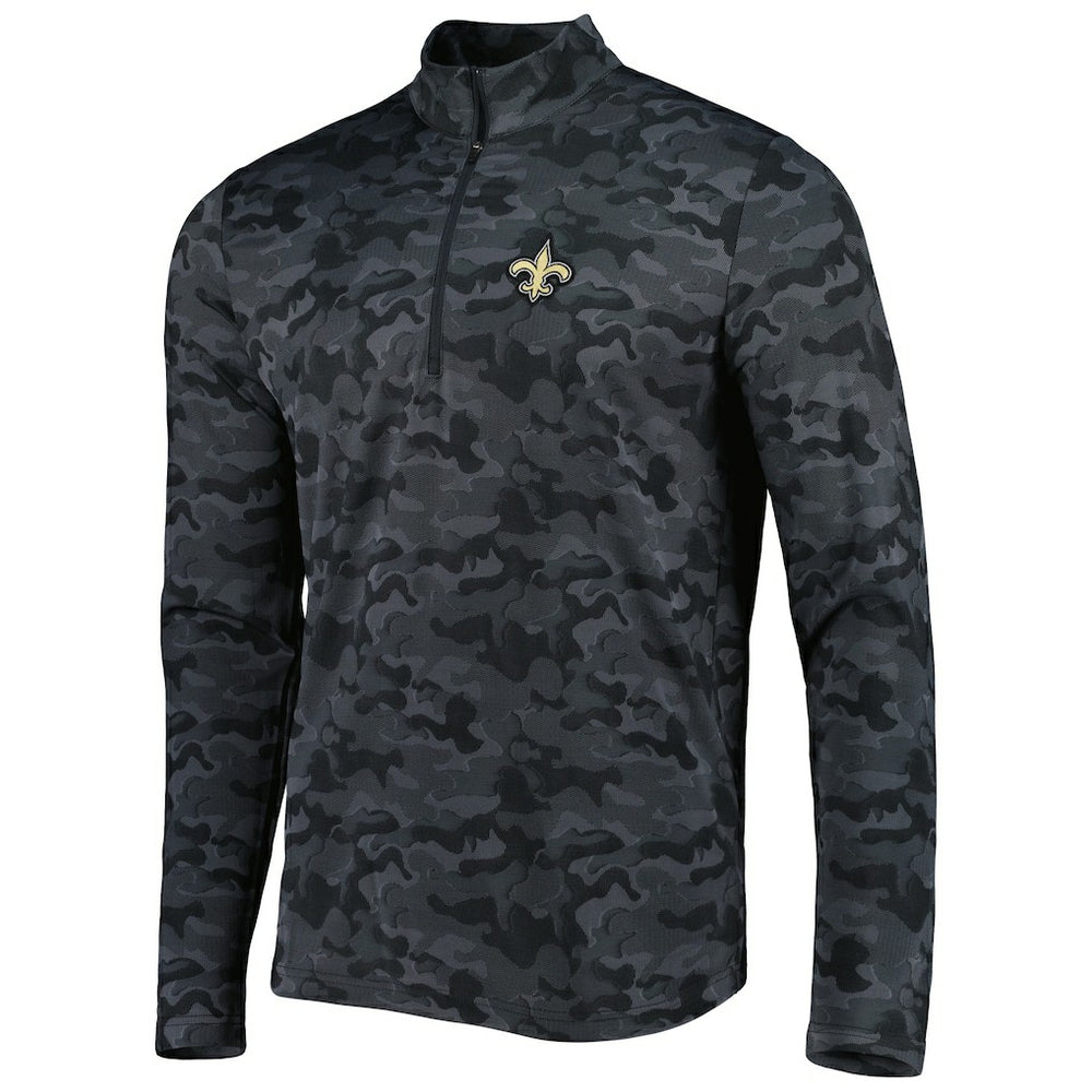 New Orleans Saints Antigua Brigade Quarter-Zip Sweatshirt - Black Sweatshirts