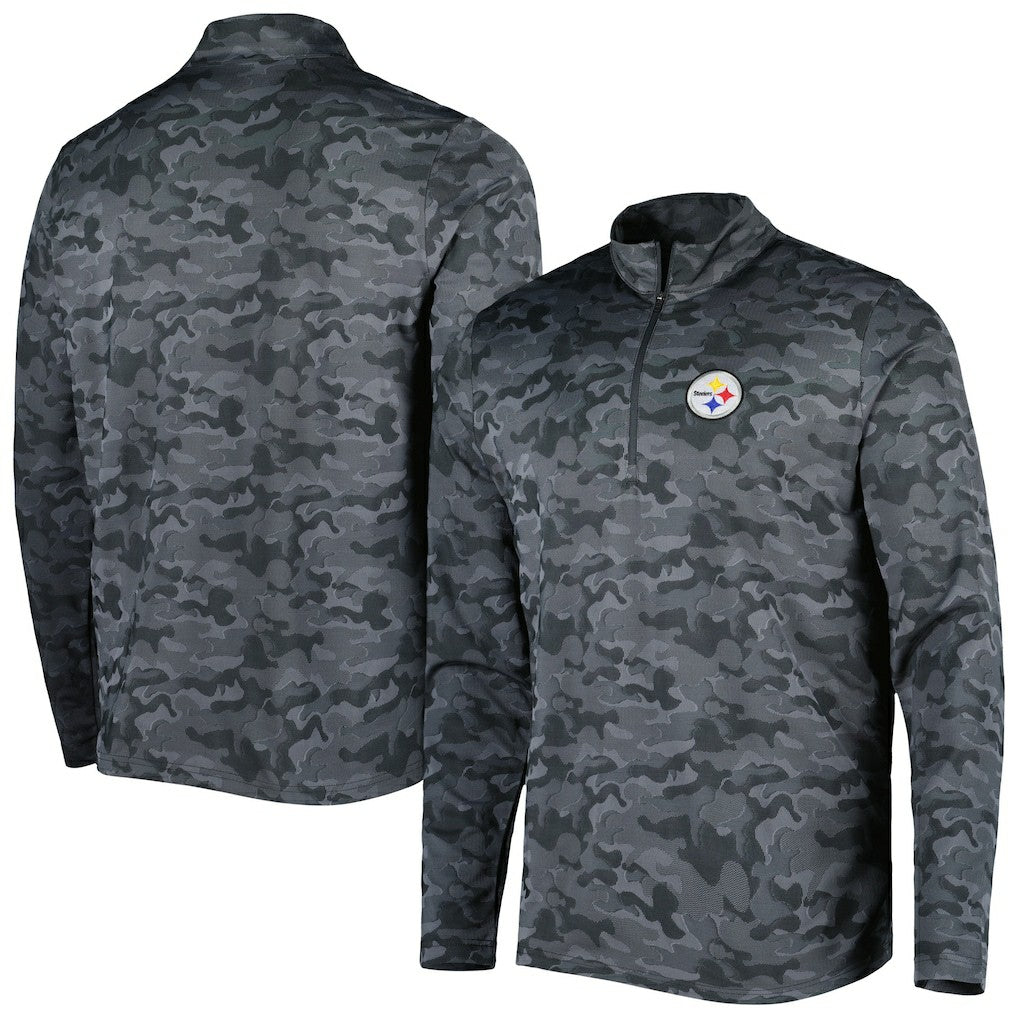 Pittsburgh Steelers Antigua Brigade Quarter-Zip Sweatshirt - Black Sweatshirts