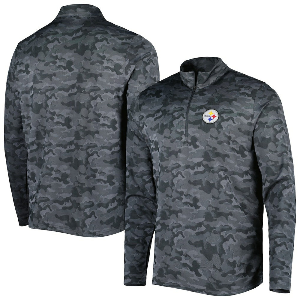 Pittsburgh Steelers Antigua Brigade Quarter-Zip Sweatshirt - Black Sweatshirts