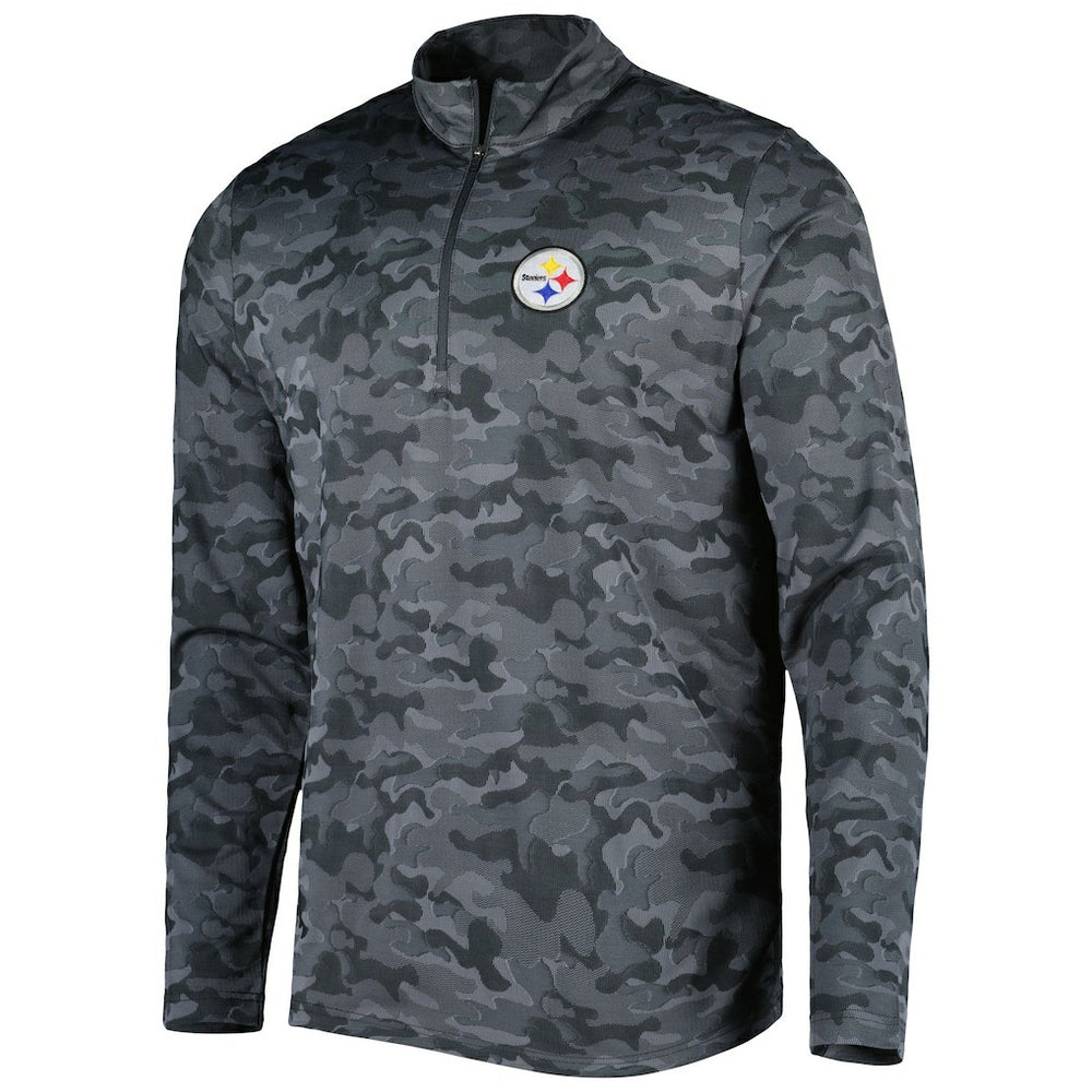 Pittsburgh Steelers Antigua Brigade Quarter-Zip Sweatshirt - Black Sweatshirts