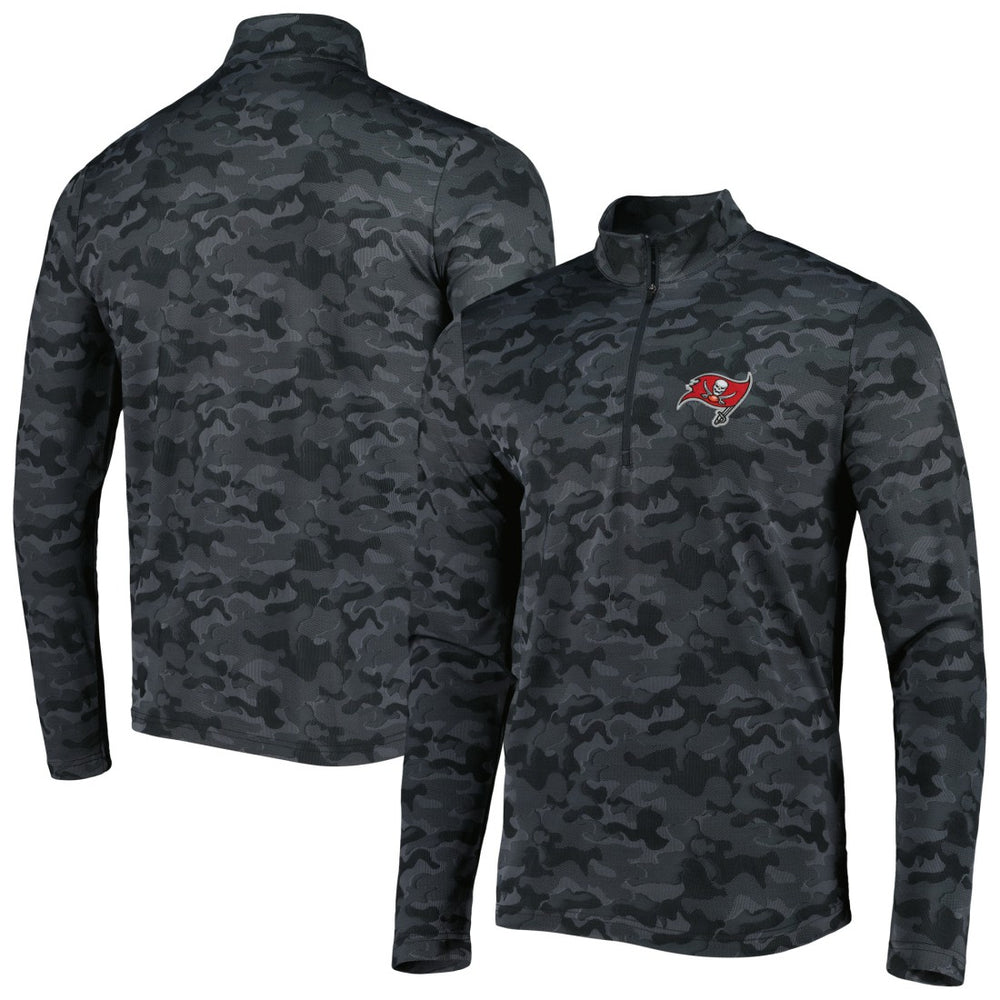 Tampa Bay Buccaneers Antigua Brigade Quarter-Zip Sweatshirt - Black Sweatshirts