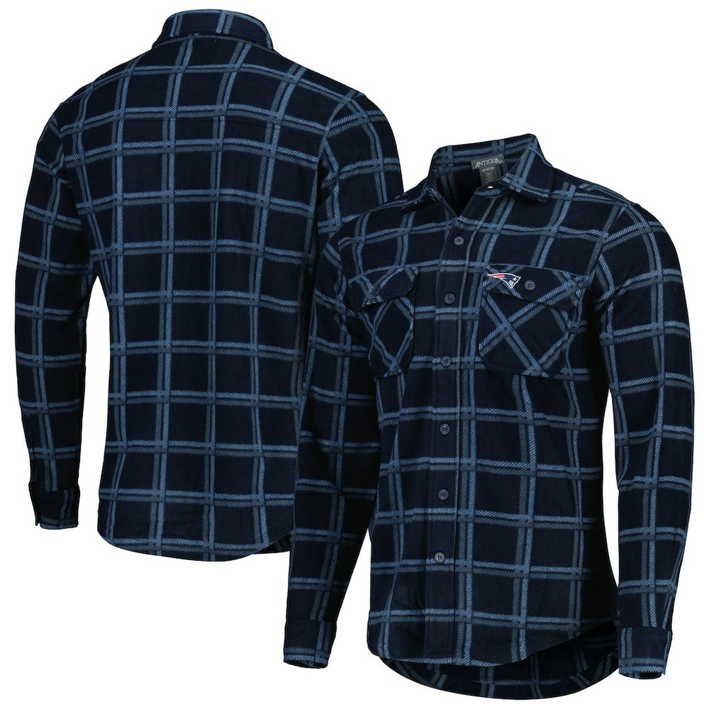 New England Patriots Antigua Industry Flannel Button-Up Shirt Jacket - Navy Jackets