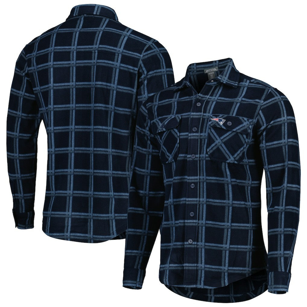 New England Patriots Antigua Industry Flannel Button-Up Shirt Jacket - Navy Jackets