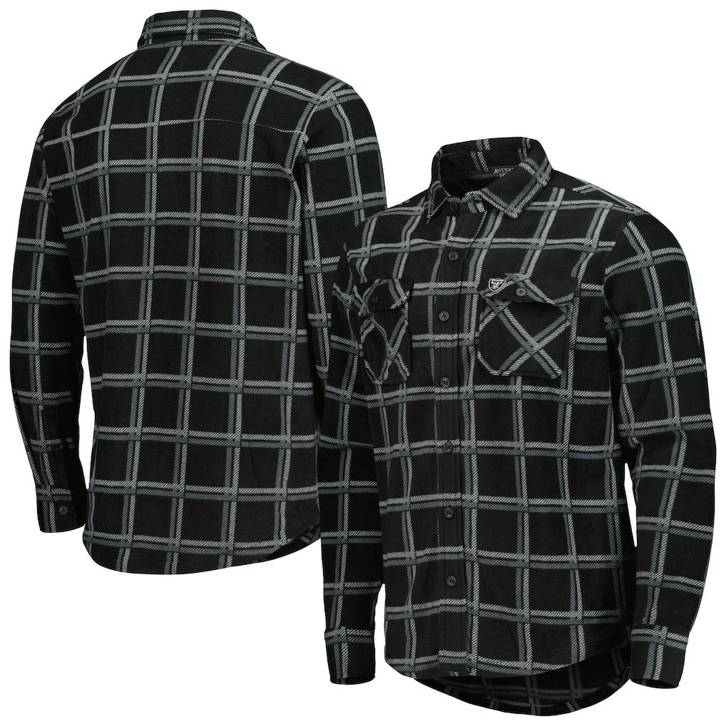 Las Vegas Raiders Antigua Industry Flannel Button-Up Shirt Jacket - Black Jackets