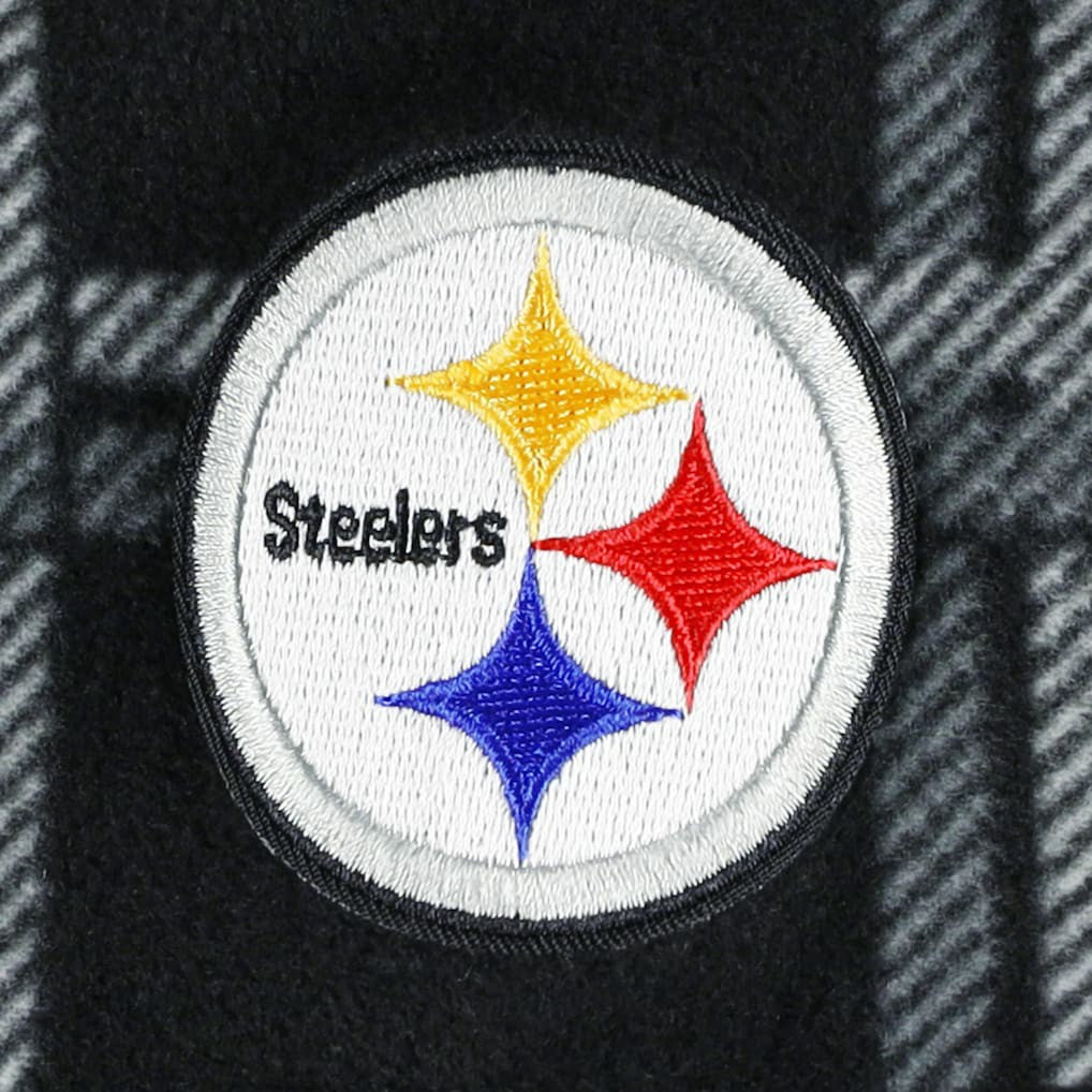 Pittsburgh Steelers Antigua Industry Flannel Button-Up Shirt Jacket - Black Jackets