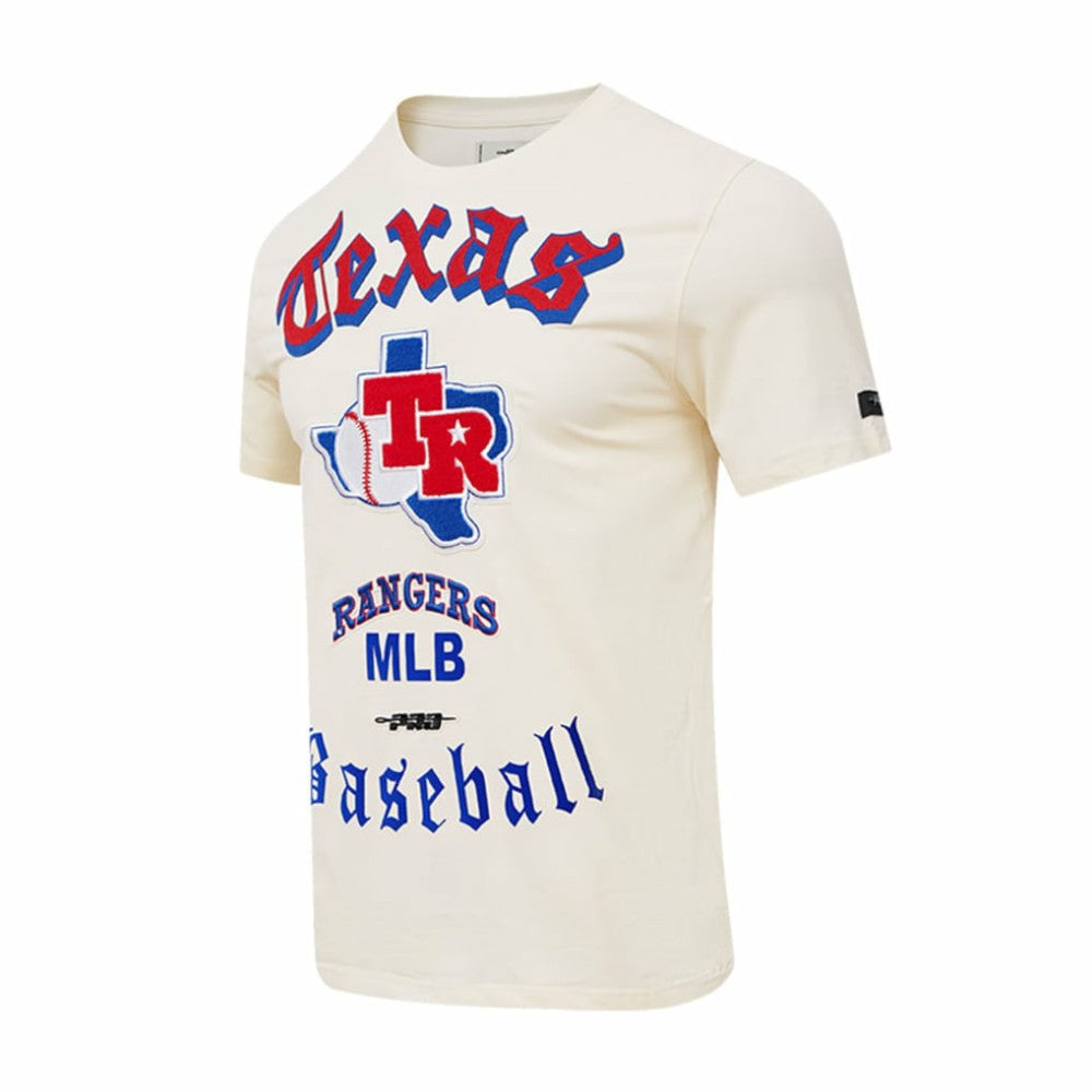 Texas Rangers Pro Standard Cooperstown Collection Old English T-Shirt - Cream T-shirts