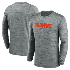 Cleveland Browns Sideline Team Velocity Performance Long Sleeve T-Shirt - Heather Gray T-shirts