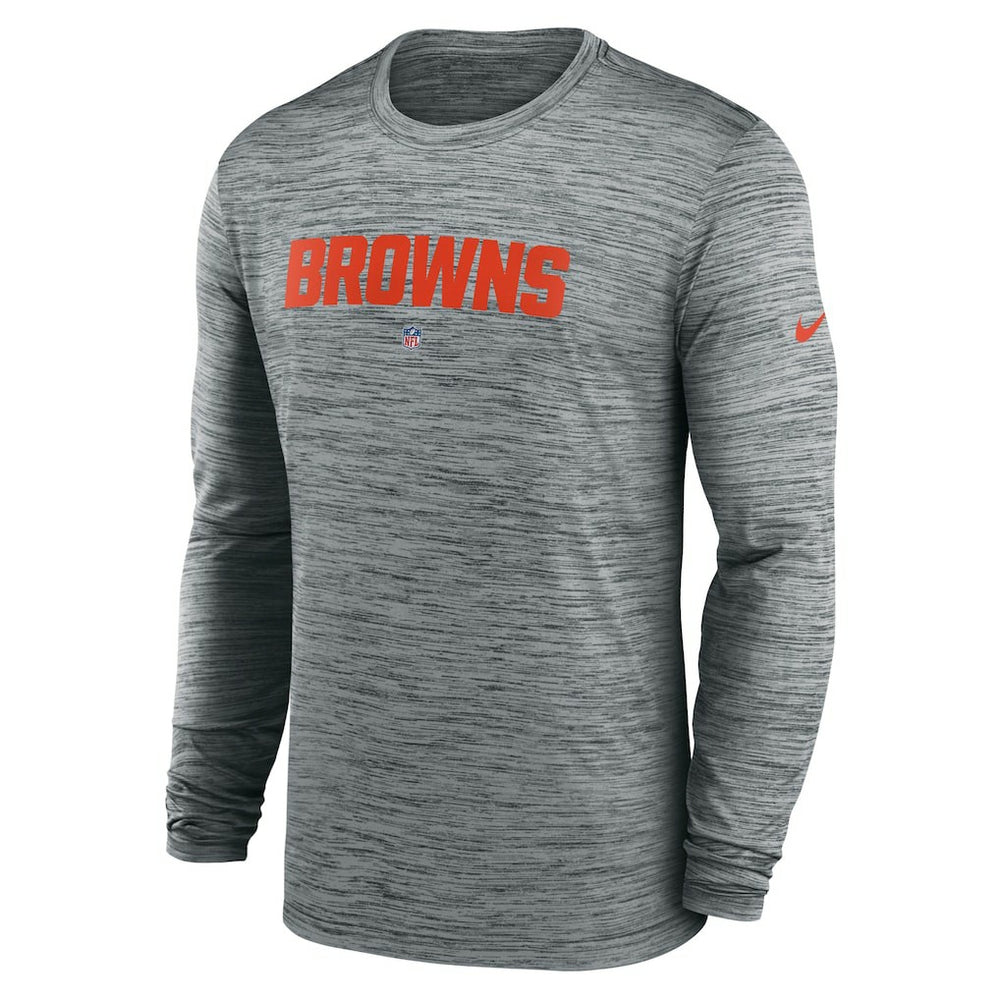 Cleveland Browns Sideline Team Velocity Performance Long Sleeve T-Shirt - Heather Gray T-shirts
