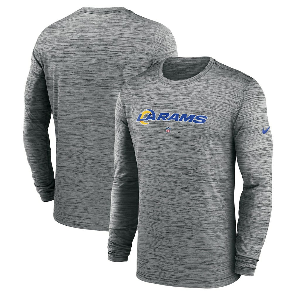 Los Angeles Rams Sideline Team Velocity Performance Long Sleeve T-Shirt - Heather Gray T-shirts