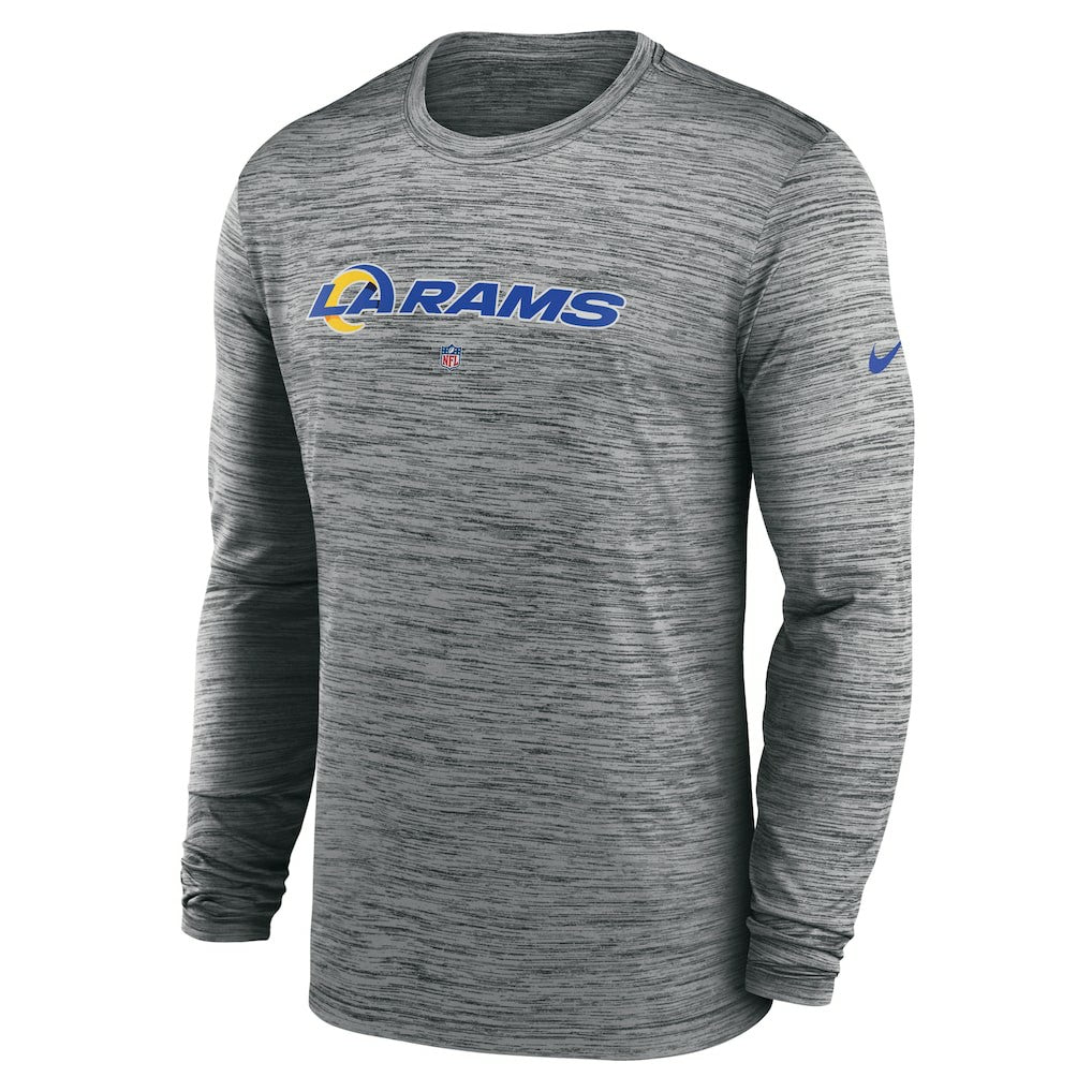 Los Angeles Rams Sideline Team Velocity Performance Long Sleeve T-Shirt - Heather Gray T-shirts