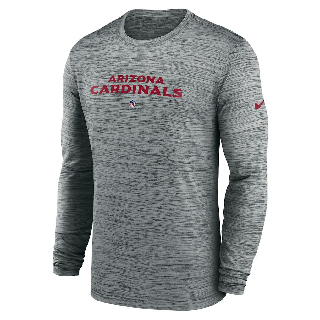 Arizona Cardinals Sideline Team Velocity Performance Long Sleeve T-Shirt - Heather Gray T-shirts