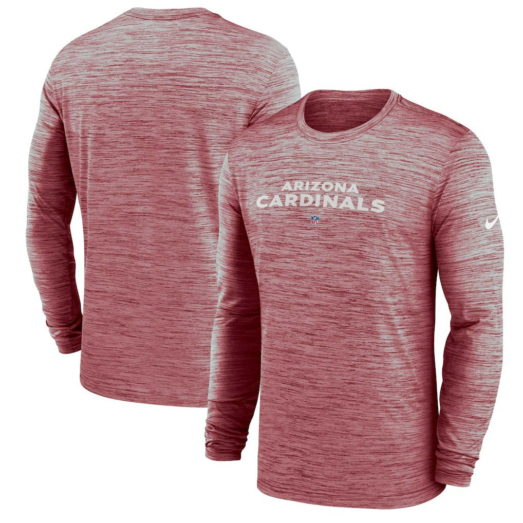 Arizona Cardinals Sideline Team Velocity Performance Long Sleeve T-Shirt - Cardinal T-shirts