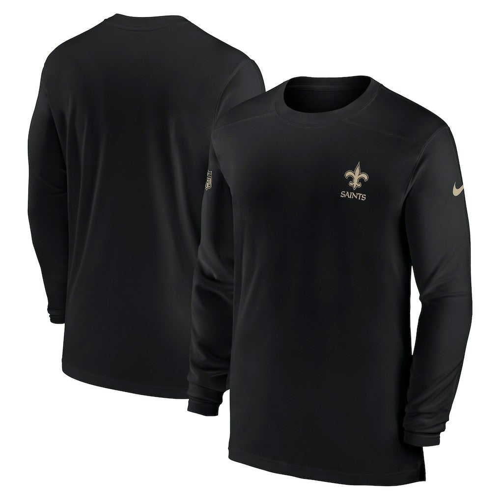 New Orleans Saints Sideline Coach Performance Long Sleeve T-Shirt - Black T-shirts