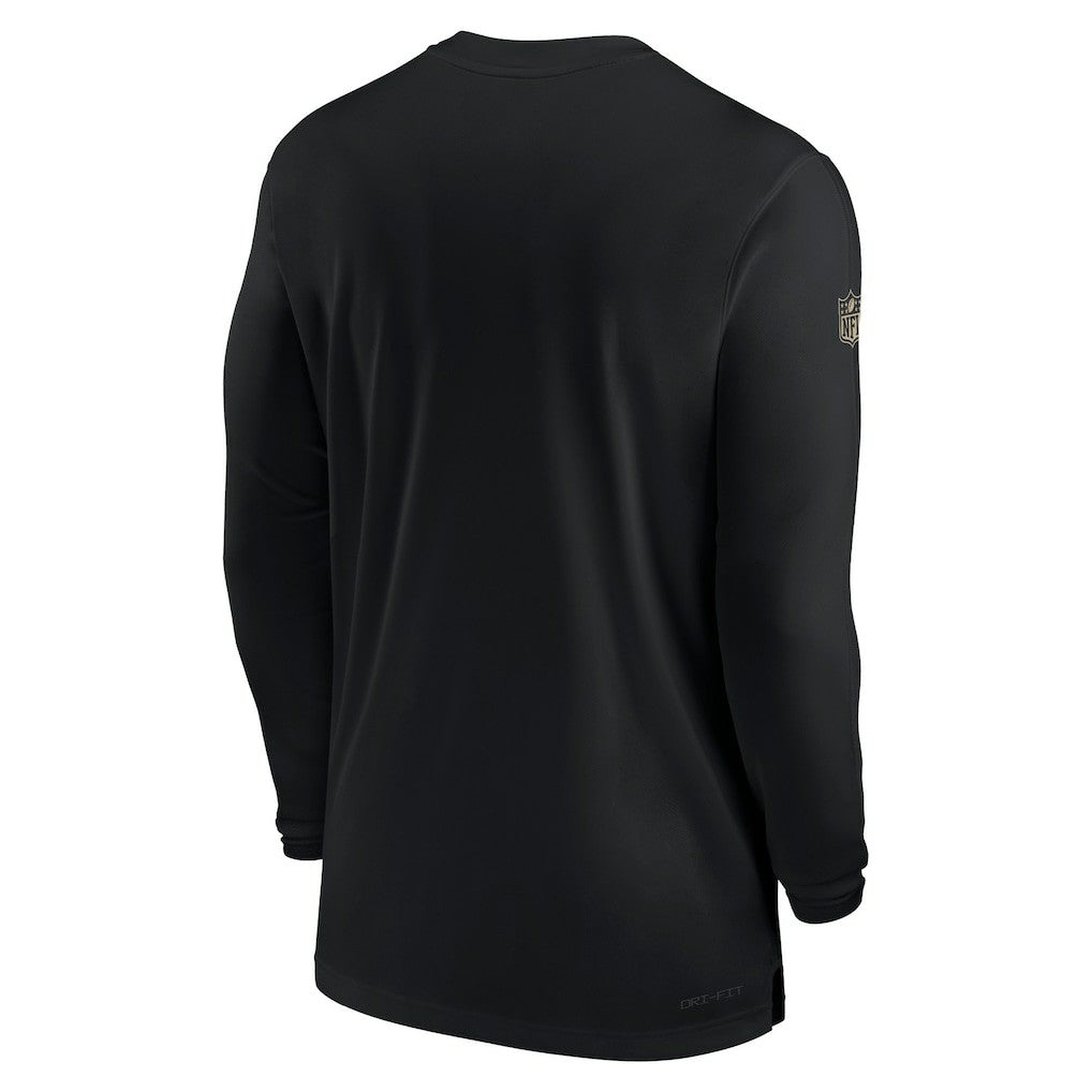 New Orleans Saints Sideline Coach Performance Long Sleeve T-Shirt - Black T-shirts