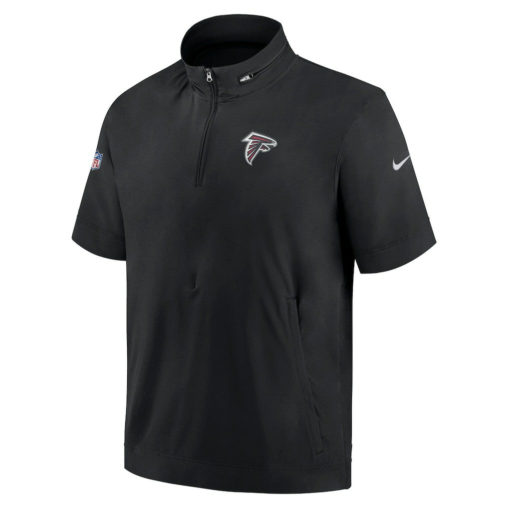 Atlanta Falcons Sideline Coach Short Sleeve Hoodie Quarter-Zip Jacket - Black  - Black Hoodies