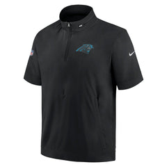 Carolina Panthers Sideline Coach Short Sleeve Hoodie Quarter-Zip Jacket - Black  - Black Hoodies