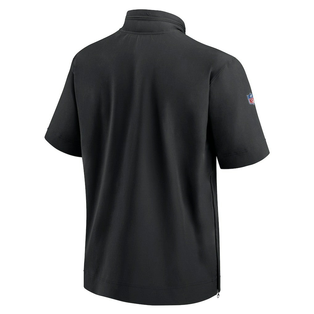 Carolina Panthers Sideline Coach Short Sleeve Hoodie Quarter-Zip Jacket - Black  - Black Hoodies