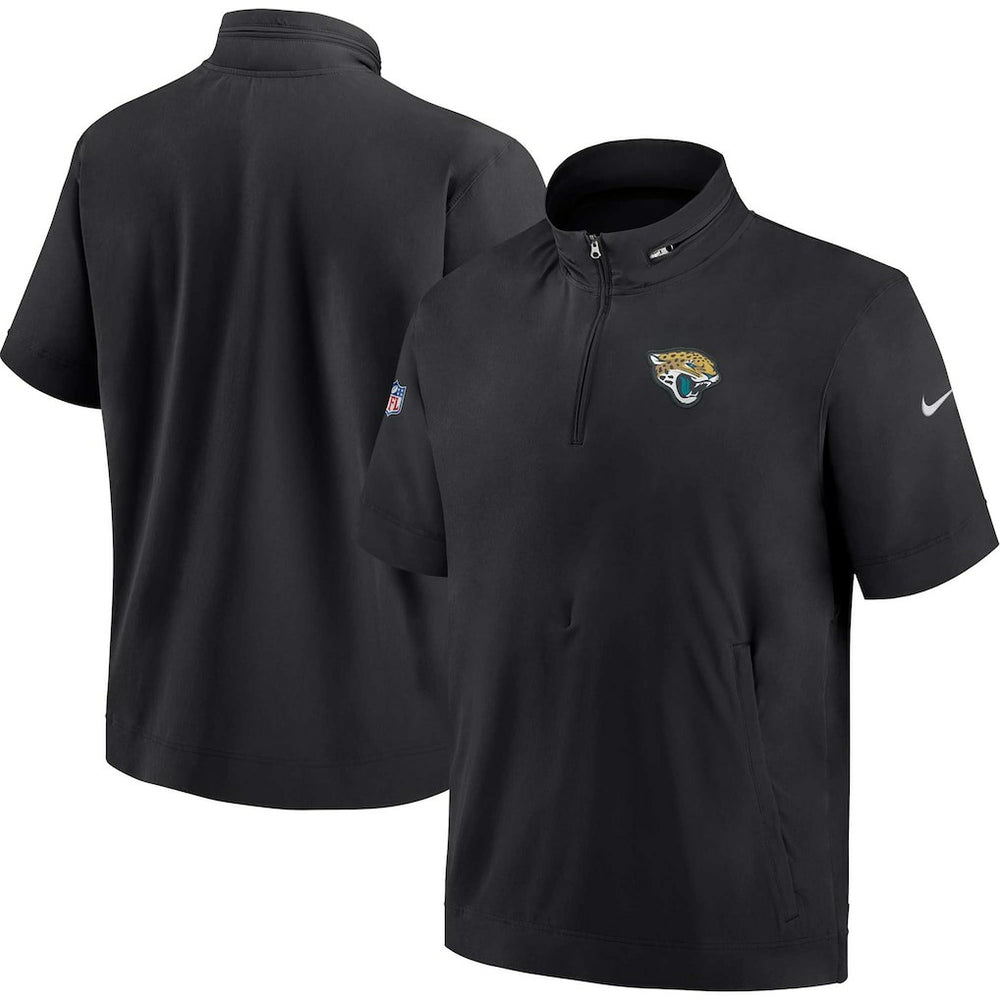 Jacksonville Jaguars Sideline Coach Short Sleeve Hoodie Quarter-Zip Jacket - Black  - Black Hoodies