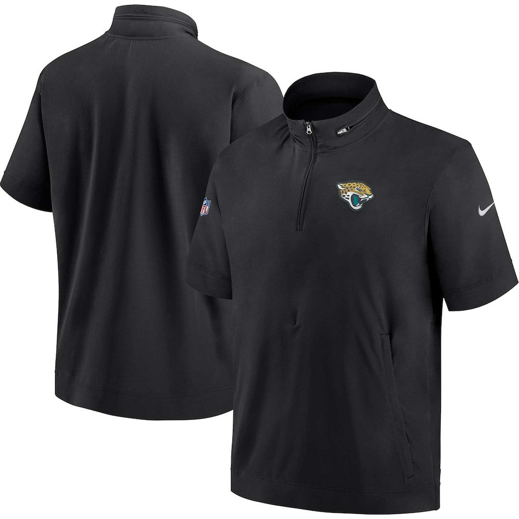 Jacksonville Jaguars Sideline Coach Short Sleeve Hoodie Quarter-Zip Jacket - Black  - Black Hoodies
