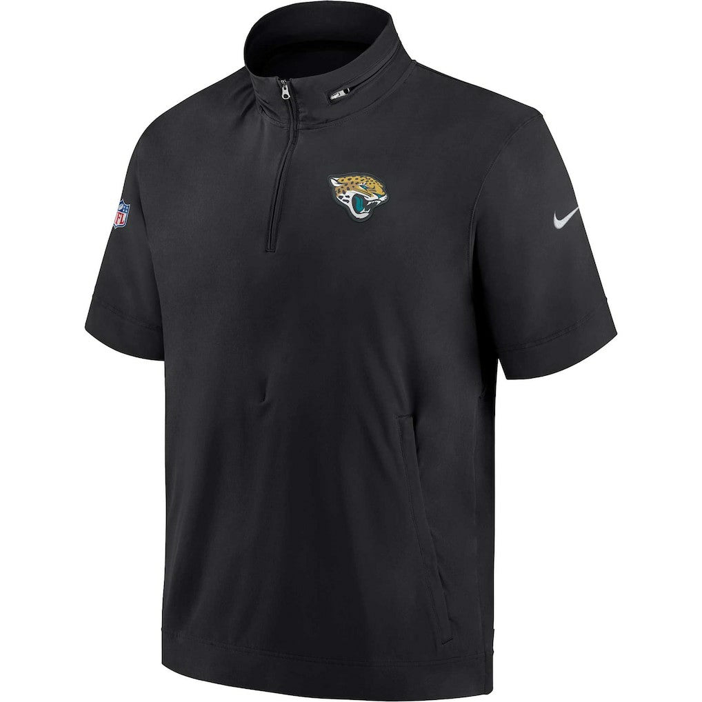 Jacksonville Jaguars Sideline Coach Short Sleeve Hoodie Quarter-Zip Jacket - Black  - Black Hoodies